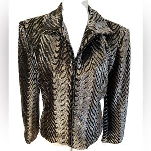 Giancarlo Ferrari Women’s Jacket Size 8 Black/gray Lined Front Zip Velour Soft